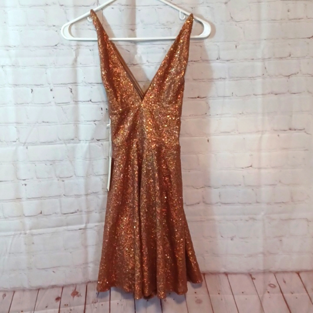 Fanco Pink  Magic Sequin Flare    Dress Sz S  NWT